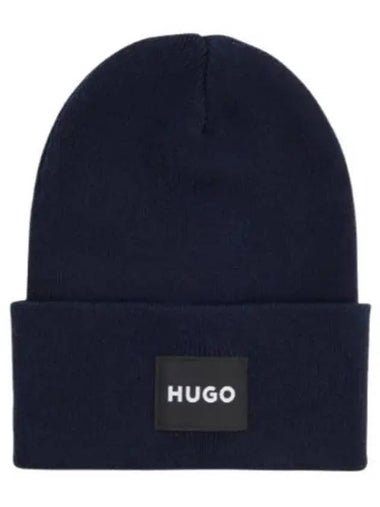 Green Cotton beanie hat with logo label 50521527 410 - HUGO BOSS - BALAAN 1