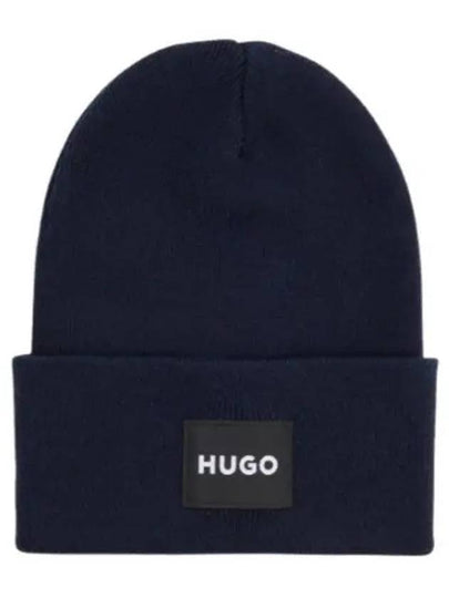 Logo Label Cotton Beanie Dark Blue - HUGO BOSS - BALAAN 2