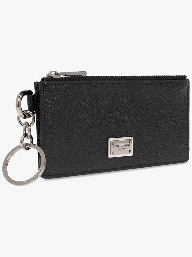 Men's Ring Logo Tag Calfskin Card Wallet Black - DOLCE&GABBANA - BALAAN 5