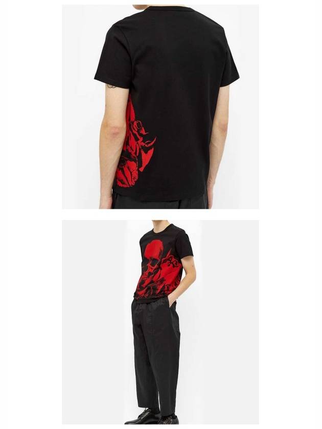 Skull Printing Short Sleeve T-Shirt Black Red - ALEXANDER MCQUEEN - BALAAN 7