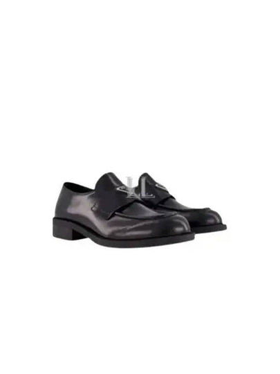 Triangle Logo Brushed Leather Loafer Black - PRADA - BALAAN 2