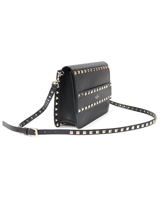 UW2B0E86BOL Black Calfskin Gold Rockstud Clutch Crossbody Bag - VALENTINO - BALAAN 3