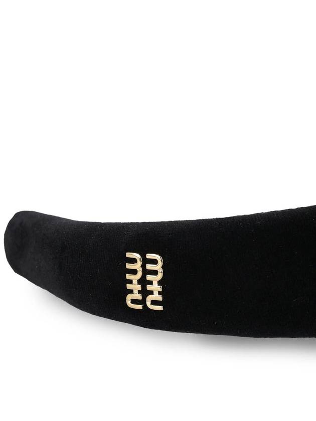 Metal Logo Velvet Hairband Black - MIU MIU - BALAAN 3