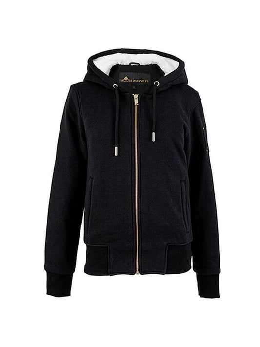 Bunny Gold Logo Hooded Zip Up Black - MOOSE KNUCKLES - BALAAN 1