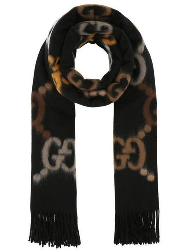 GG Wool Scarf Black - GUCCI - BALAAN 1