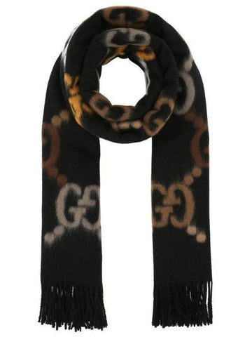 GG Wool Scarf Black - GUCCI - BALAAN 1