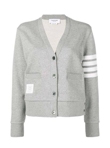 4-Bar Loopback Jersey Cardigan Light Grey - THOM BROWNE - BALAAN 1