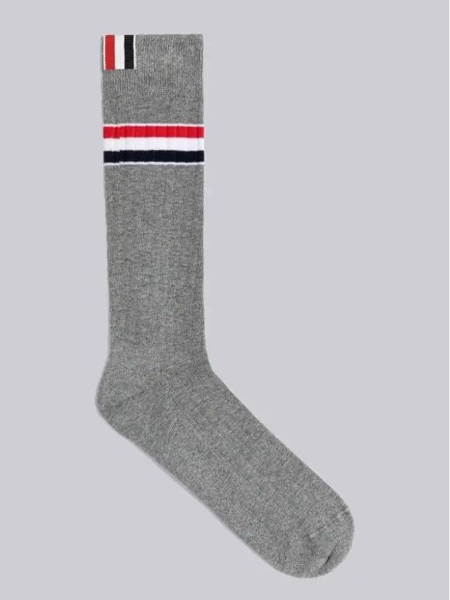 Athletic Striped Ribbed Cotton Socks Grey - THOM BROWNE - BALAAN 4