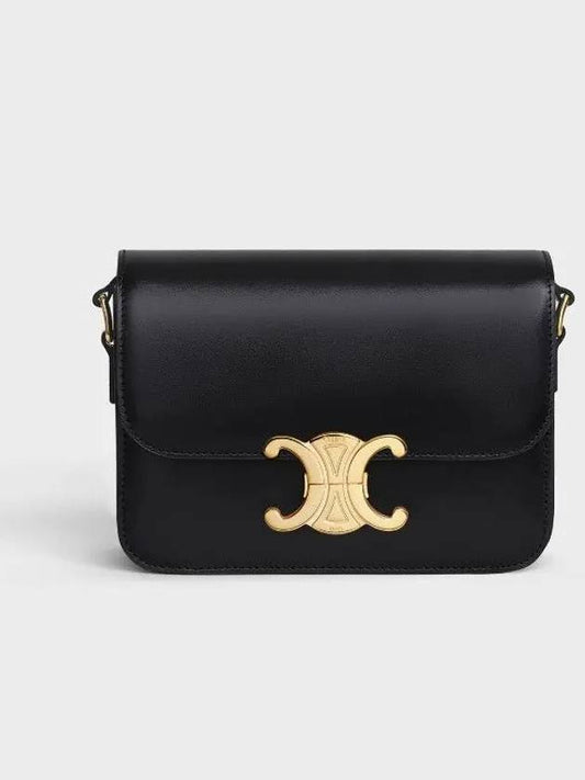 Teen Triomphe Shiny Calfskin Cross Bag Black - CELINE - BALAAN 2