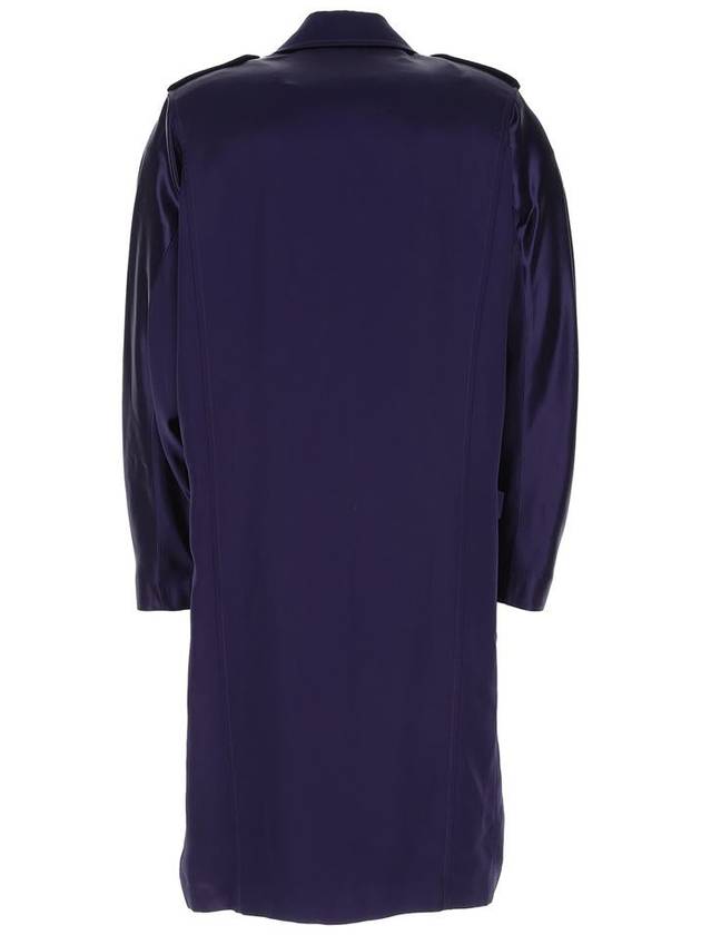 Purple Satin Texture Single Coat - SAINT LAURENT - BALAAN 3