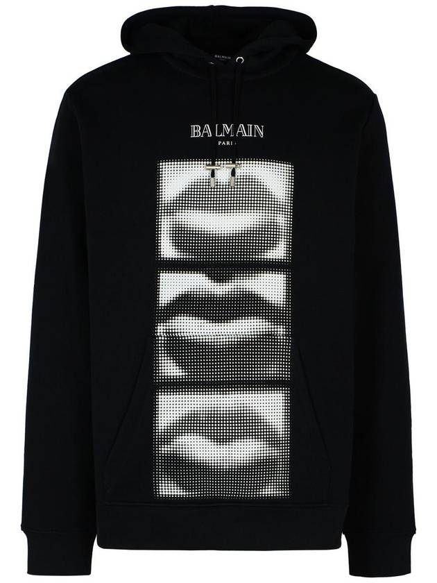 Balmain 'Lips' Black Cotton Sweatshirt - BALMAIN - BALAAN 1