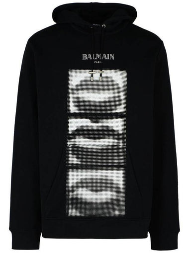 Balmain 'Lips' Black Cotton Sweatshirt - BALMAIN - BALAAN 1