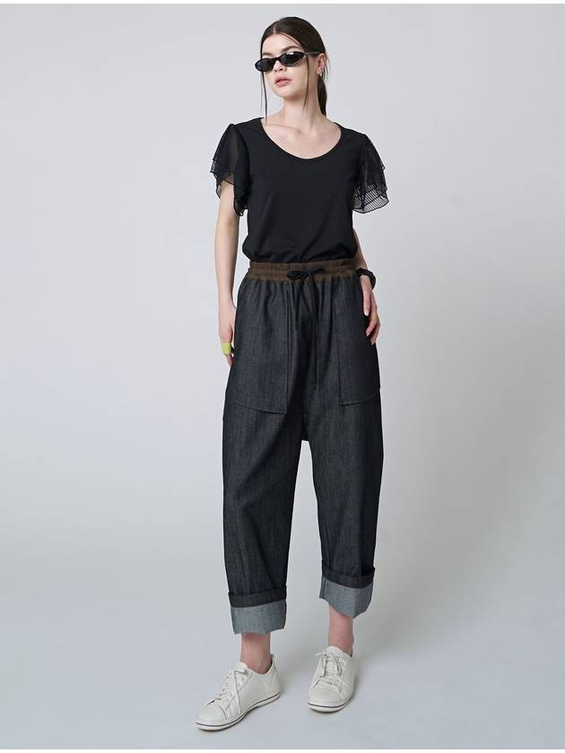 Denim Crop BaGGy Pants Black - ATHPLATFORM - BALAAN 8