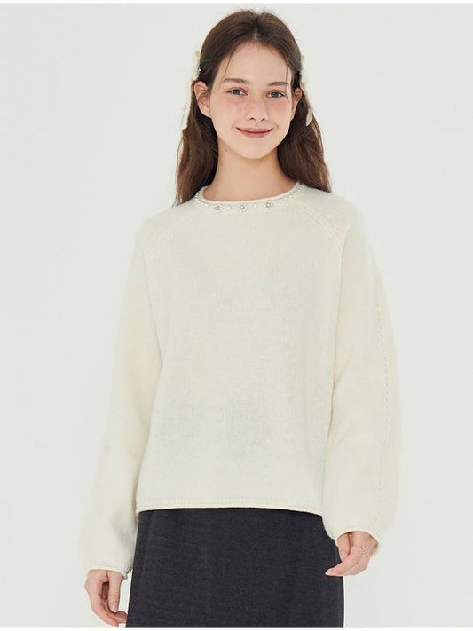 MET jewelry neck wool knit ivory - METAPHER - BALAAN 1