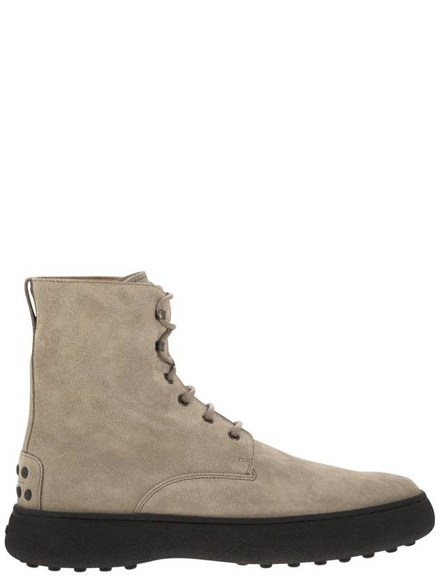 Suede lace-up boot - TOD'S - BALAAN 1