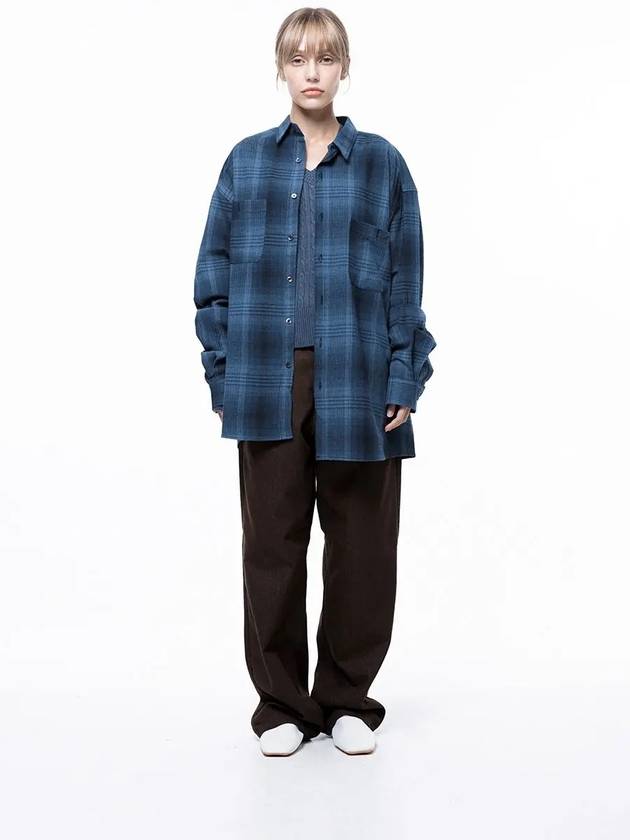 For Women W243SH01BL Loose Fit Flannel Check Shirt Blue - CHANCE'S NOI - BALAAN 5