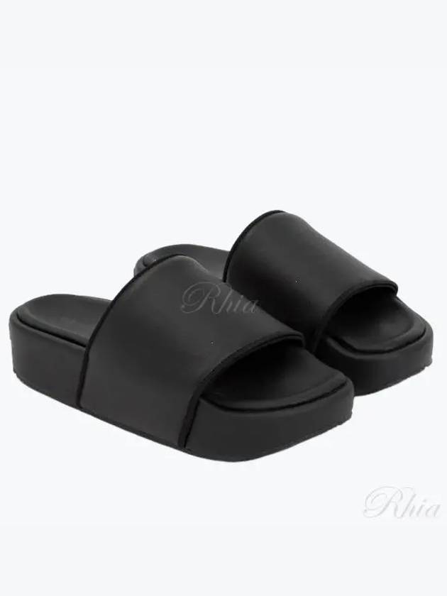 Embossed Logo Platform Leather Slippers Black - Y-3 - BALAAN 2