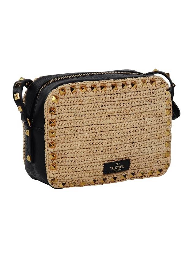 Rockstud Raffia Cross Bag Beige - VALENTINO - BALAAN 4