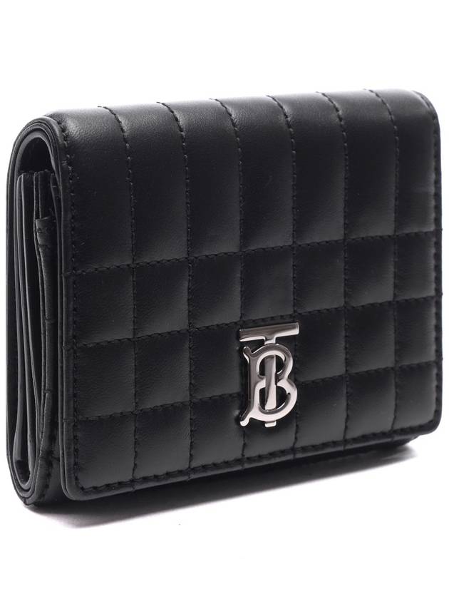 Lola Folding Small Quilted Leather Card Wallet Black Palladium - BURBERRY - BALAAN 4