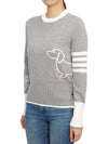 4 Bar Fine Merino Hector Crew Neck Pullover Knit Top Grey - THOM BROWNE - BALAAN 3