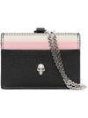 Silver Skull Two-tone Leather Chain Card Wallet Black - ALEXANDER MCQUEEN - BALAAN.