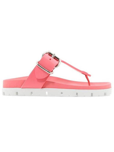 Buckle Rubber Flip Flops Pink - PRADA - BALAAN 1