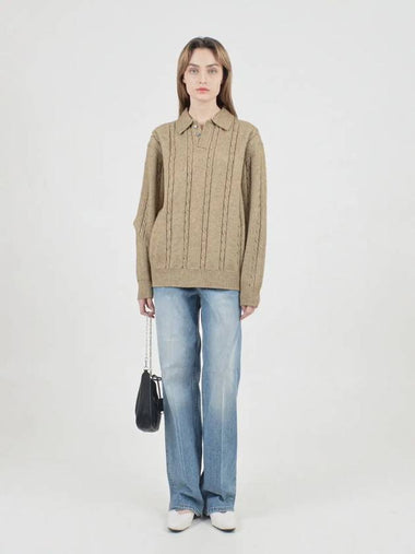 Modal Cable Collar Knit Oatmeal - CHANCE'S NOI - BALAAN 1