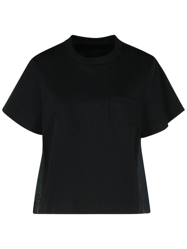 Sacai Black Cotton T-Shirt - SACAI - BALAAN 1