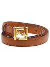 Gold FF Buckle Leather Belt Brown - FENDI - BALAAN 2