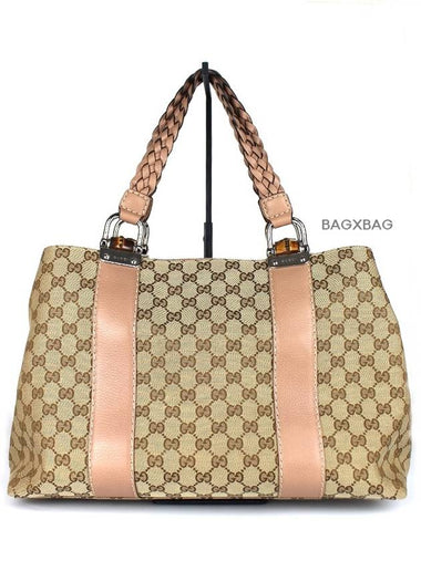 GC jacquard bamboo shoulder bag beige GC42BG008 - GUCCI - BALAAN 1