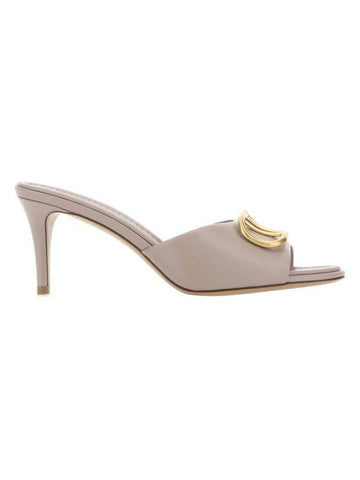 V Logo Signature Sandal Heels Nude - VALENTINO - BALAAN 1