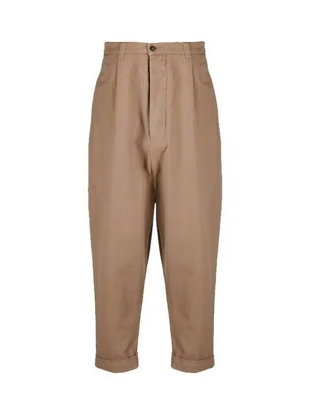 Heart Logo Crop Chino Baggy Pants Beige - AMI - BALAAN 3