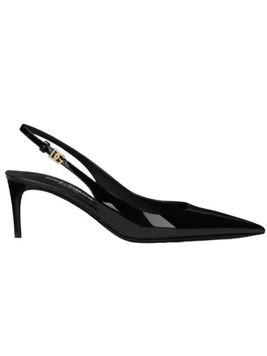 Pattern Leather Sling Back Heels Black - DOLCE&GABBANA - BALAAN 1