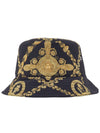 Barocco Print Cotton Bucket Hat Black - VERSACE - BALAAN 3