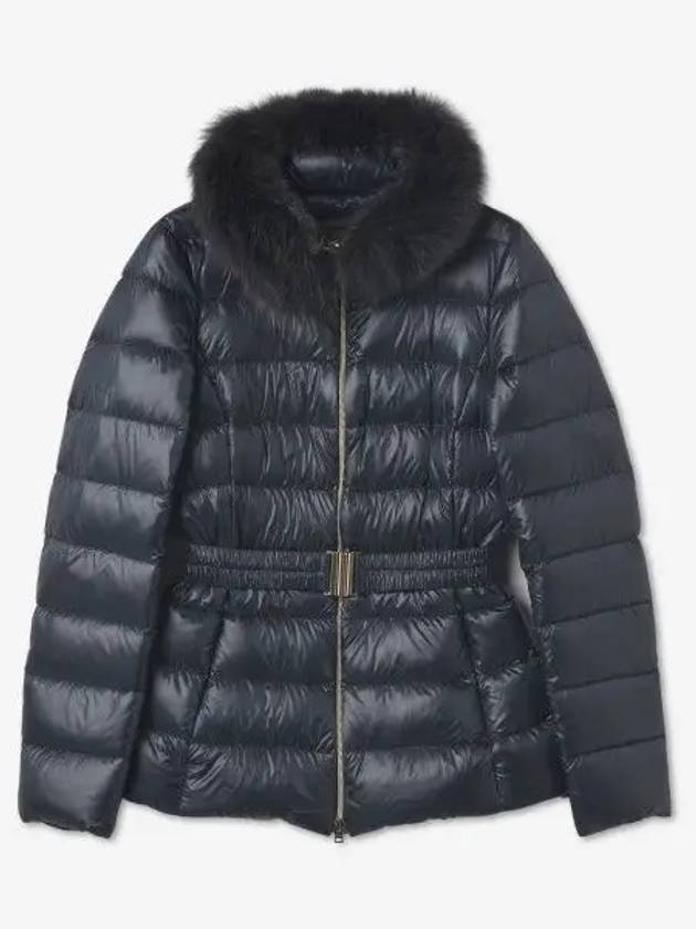 Women's Claudia Goose Down Natural Fur Padded Jacket Navy - HERNO - BALAAN 2