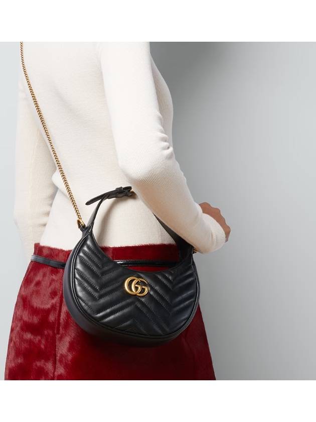 GG Marmont Half Moon Mini Bag Black - GUCCI - BALAAN 7