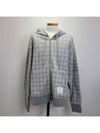 Check Jacquard Hood Zipup O55 Gray - THOM BROWNE - BALAAN 1