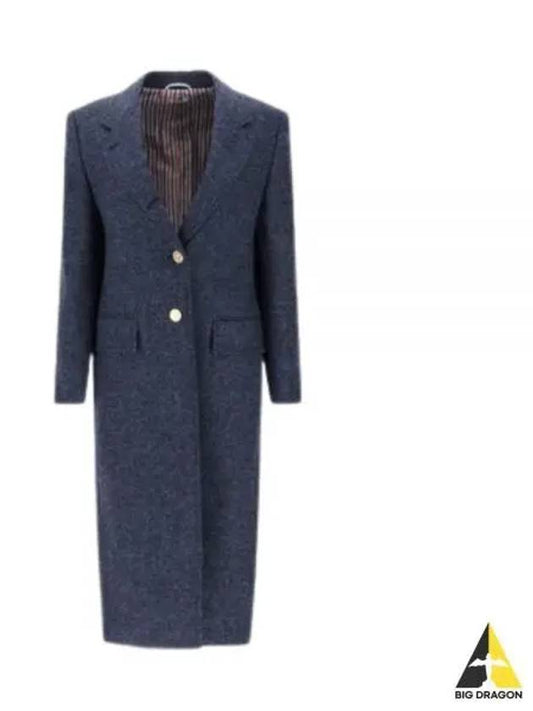 Solid Shetland Wide Lapel Single Coat Blue - THOM BROWNE - BALAAN 2