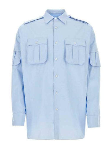 Long Sleeve Shirt SC766SOOO1XV2 F0012 BLUE - PRADA - BALAAN 1