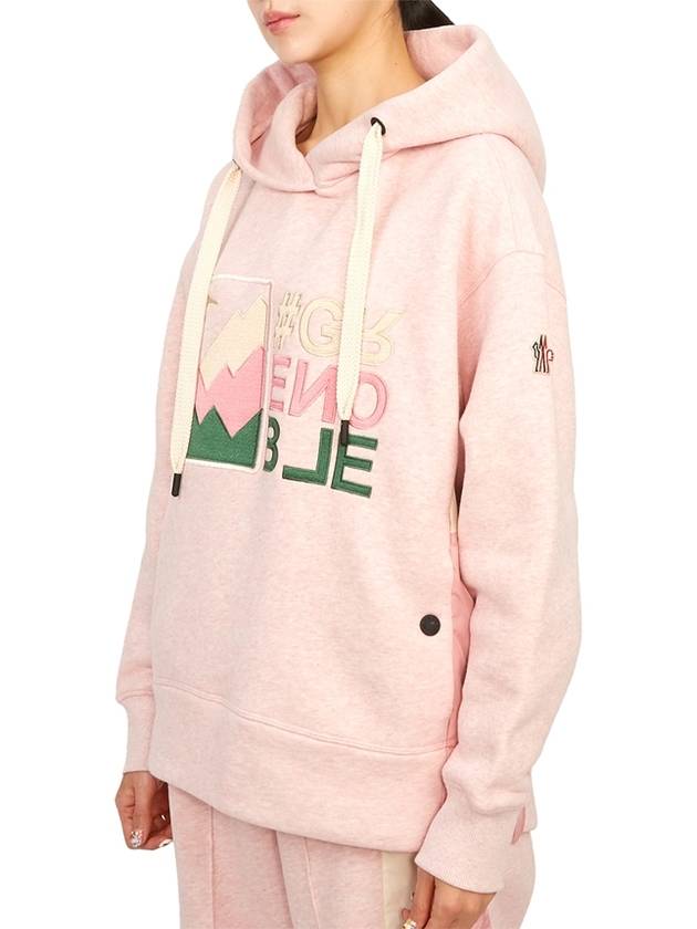 Mountain Logo Hoodie Rose Pink - MONCLER - BALAAN 3