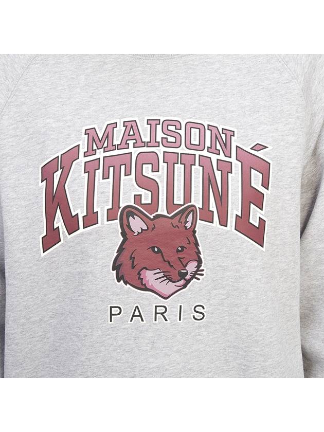 Campus Fox Print Cotton Sweatshirt Light Grey Melange - MAISON KITSUNE - BALAAN 9