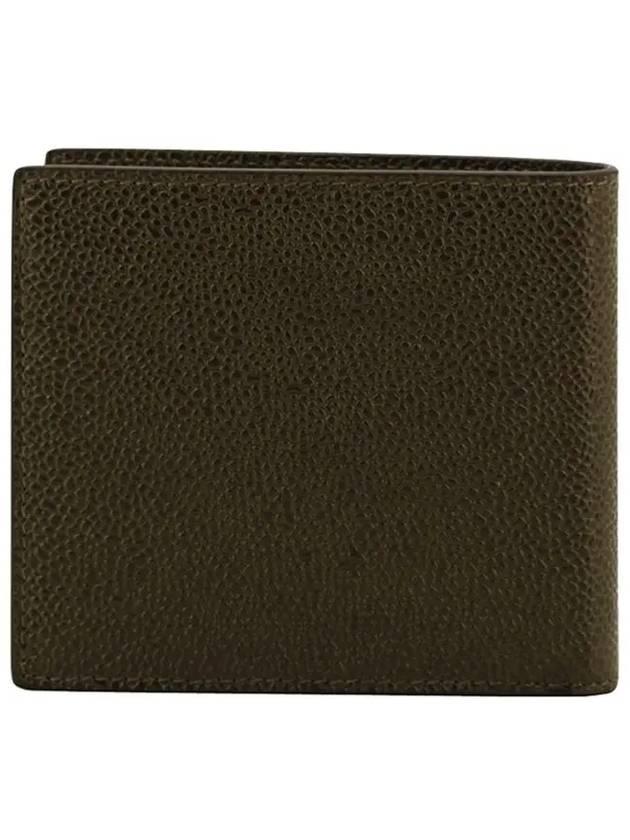 Pebble Grain Leather Half Wallet Dark Brown - THOM BROWNE - BALAAN 3