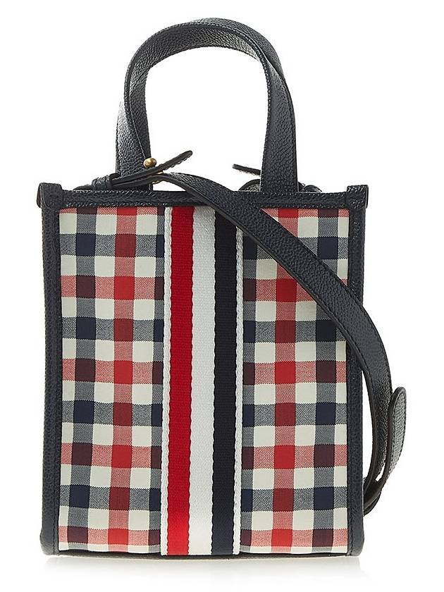 Webbing Striped Gingham Wool Seersucker Mini Tote Bag - THOM BROWNE - BALAAN 2