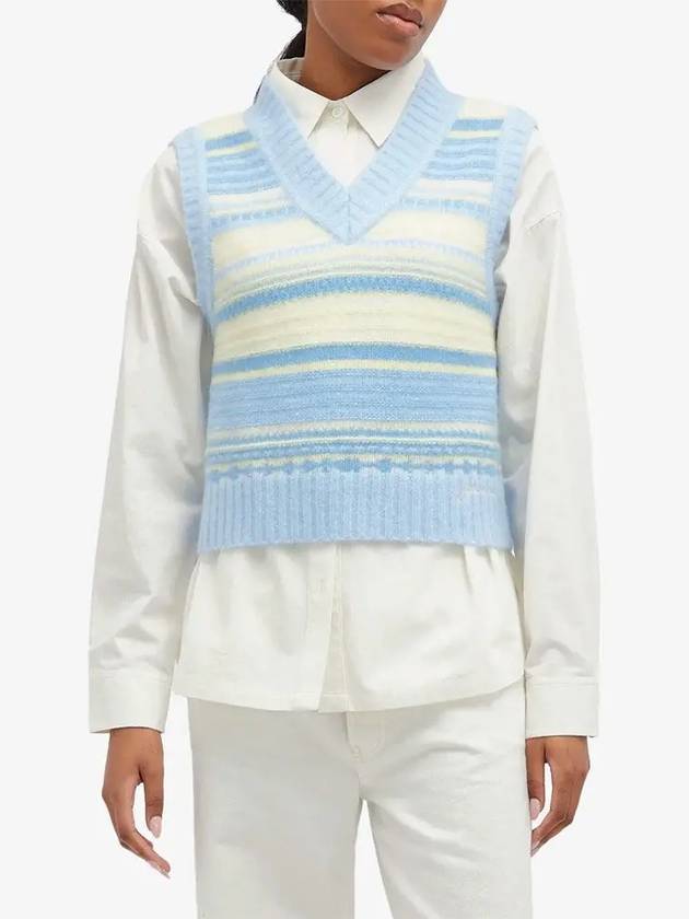 Striped Soft Wool Gilet Vest Light Blue - GANNI - BALAAN 3