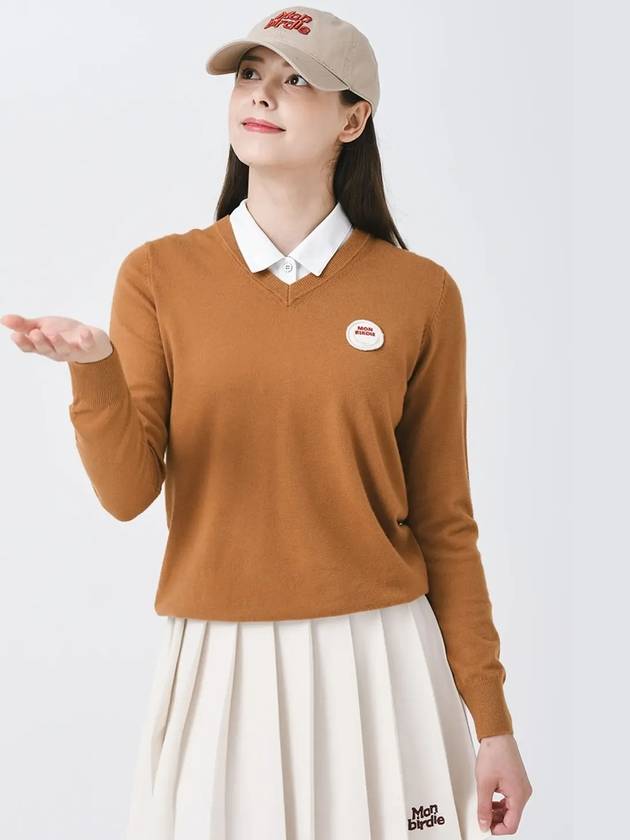 Signature wappen V neck long sleeve knit CAMEL - MONBIRDIE GOLF - BALAAN 6