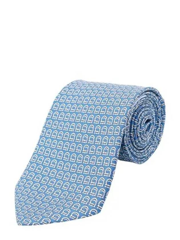 Interwoven Gancini Print Silk Tie Light Blue - SALVATORE FERRAGAMO - BALAAN 2