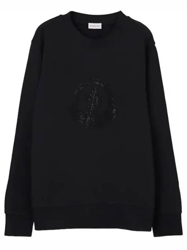 Crystal Logo Cotton Sweatshirt - MONCLER - BALAAN 1