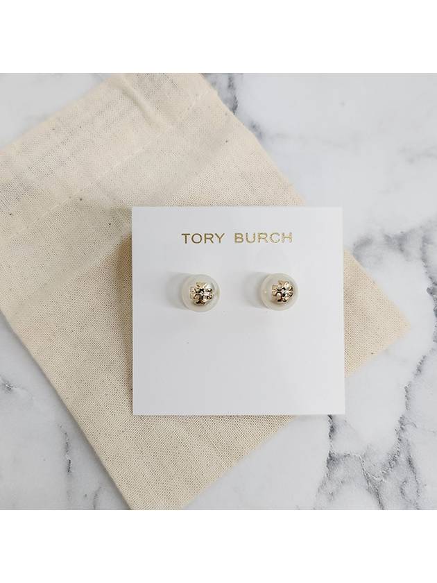 Crystal Pearl Stud Earring Gold - TORY BURCH - BALAAN 3