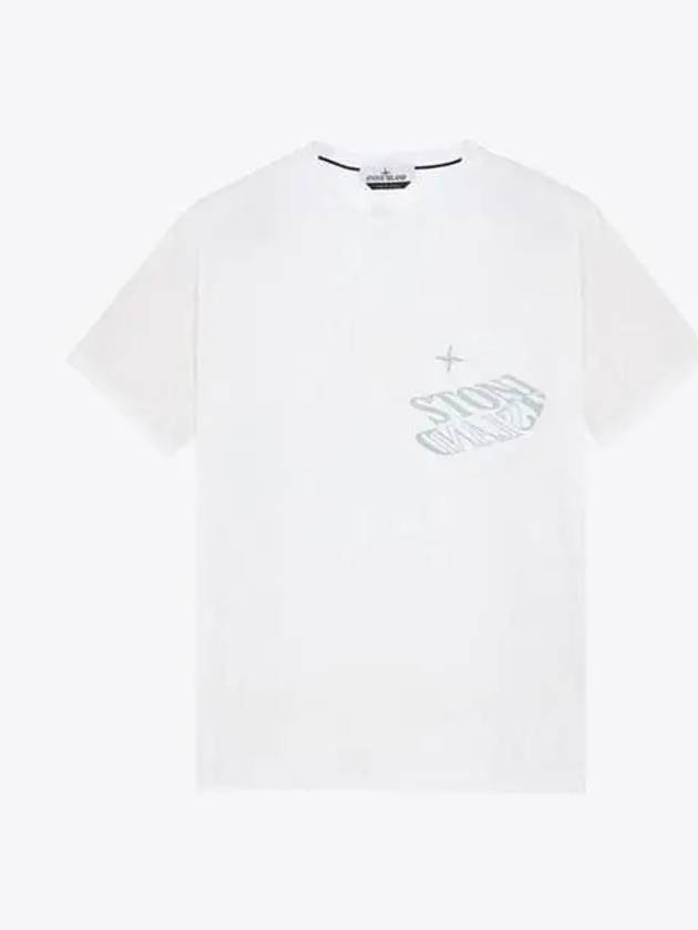 Lettering Logo Print Pocket Short Sleeve T-shirt White - STONE ISLAND - BALAAN 4