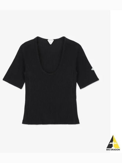 Women s Short Sleeve T Shirt Bottega Veneta Top With A Logo Patch Black - BOTTEGA VENETA - BALAAN 2